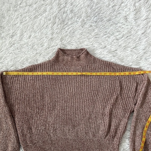New LULUS Women’s Up the Comfort Taupe Chenille Knit Mock Neck Sweater Small - Picture 6 of 12